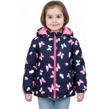Dívčí bunda DÍVČÍ ZIMNÍ BUNDA S MOTÝLKY BF Barva: Tmavě modrá, Velikost: 122/128