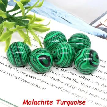 Náhrdelník Mini koule z přírodního krystalu | korálky, náhrdelník - Malachit tyrkys , 1 KS