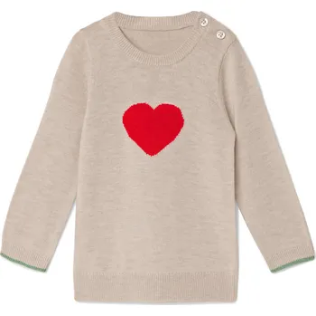 Dívčí oblečení 717456 - Tchibo - Dětský pletený svetr s vlnou s certifikací RWS - pro miminko - vel. 74/80 - barva: béžová