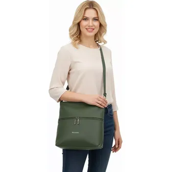 Dámská crossbody kabelka Coveri – zelená, elegantní s přední kapsou na zip
