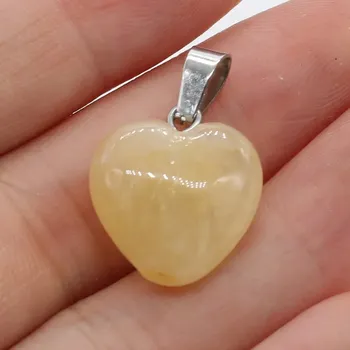 Přívěsek Přívěsek přírodní kámen srdce 16mm | šperk - Žlutý nefrit