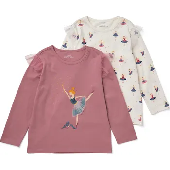 711608 - Tchibo - Dětská trika s dlouhým rukávem a tylovými volánky - pro dívky - vel. 86/92 - barva: bílá