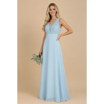 Dámské šaty EVA & LOLA Družičkovské šaty TINA světle modré Barva: Světle modrá, Velikost: L