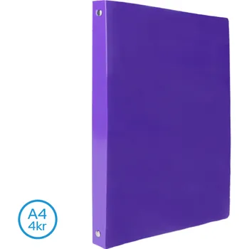 LUMA Pořadač A4 neon 4 kroužkový Fialový