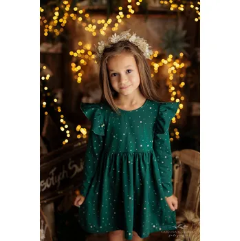 Dívčí šaty Dívčí šaty Lily Grey zelené s krajkou a hvězdičkami 134 / 9 let
