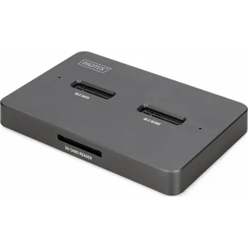 Dokovací stanice USB-C 3.2 Gen2 pro M.2 Duo NVMe a SATA SSD disky (max. 2x 4 TB) s čtečkou karet SD-Express 7.1 (max. 2 TB), černá