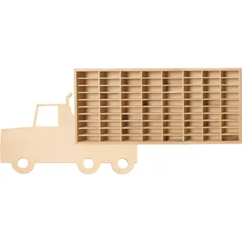 Drátěná police Kruzzel 26582 Dřevěná polička na autíčka na 80 ks