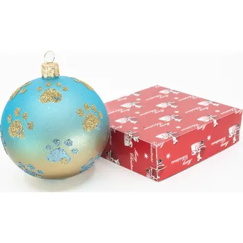 Vánoční ozdoba Morko Vánoční ozdoba tyrkys s packami – 1 kus, průměr 8cm