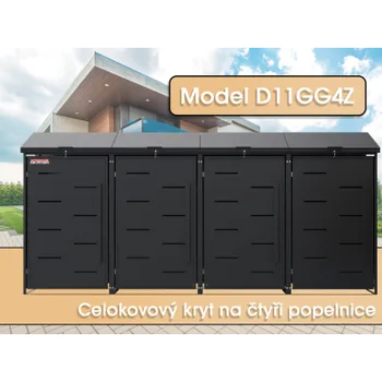 Přístřešek na popelnici Přístřešek na popelnice D11GG4Z, na 4 popelnice s dvěma zámky proti větru a krádeži, antracit - N Scorpion elektro s.r.o.