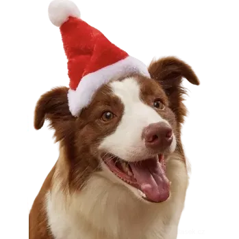 Obleček pro psa Chlupatá vánoční čepice pro psa (Vánoční potřeby pro psy)