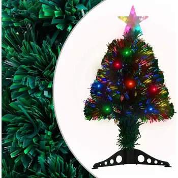 Vánoční stromek Předem osvětlený vánoční stromek se stojanem a LED 64 cm optické vlákno Zelená 328439