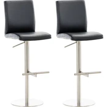 Barová židle LRCZ Sada 2 barových židlí Cadiz v imitaci kůže Barva: šedá, Barva rámu: nerezová ocel
