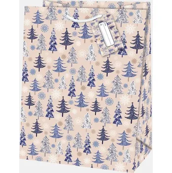 Dárková taška Taška dárková vánoční Maxi matt 26,7 x 13,7 x 33cm TL - s motivem vánočních stromečků