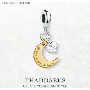 Přívěsek Stříbrný přívěsek měsíc a srdce | šperk - Kroužek