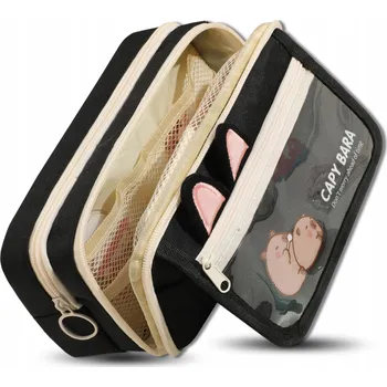 Penál Školní Penál Dvoukomorový Pouzdro Kapybara Na Zip Plyšový Prostorný