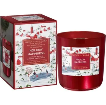 Svíčka Bartek Holiday Happiness vonná svíčka s dřevěným knotem