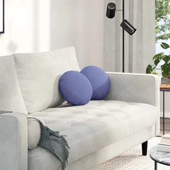 Podsedák vidaXL Polštáře na sedadla 2 pcs Modrá džínovina Ø30 x 13 cm textil