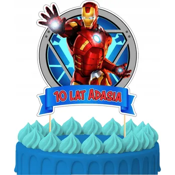 Obraz ZÁPICH DO DORTU Narozeninová Ozdoba na Dort Sto Let IRON MAN AVENGERS POSTAVIČKY