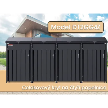 Přístřešek na popelnici Přístřešek na popelnice D12GG4Z, na 4 popelnice s dvěma zámky proti větru a krádeži, antracit - N Scorpion elektro s.r.o.