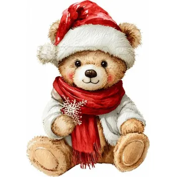 Nášivka Nažehlovačka Vánoční Medvídek a vločka - 9 x 12 cm