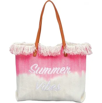 Sportovní taška eCa TP14R Dámská plážová taška Ombre 45 x 40 x 14 cm, bílo-růžová