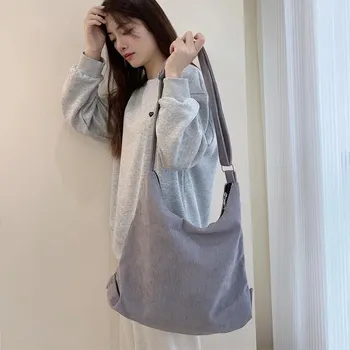 Kabelka Plátěná kabelka s proužky přes rameno 37x32x15 cm | crossbody taška - Šedá bez loga