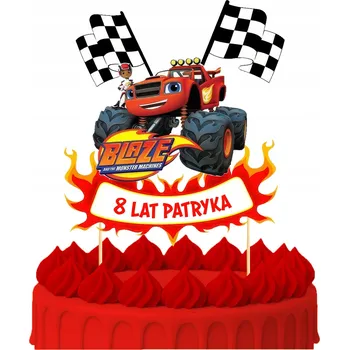 Obraz ZÁPICH DO DORTU Narozeninová Ozdoba Sto Let Blaze a Mega Stroje Postavičky OZDOBY 3 kusy