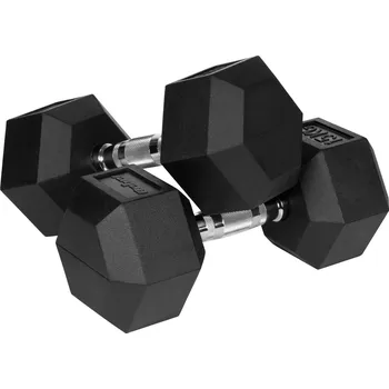 Rebel RBA-2325-15 Pogumované litinové činky HEX 2 x 15 kg