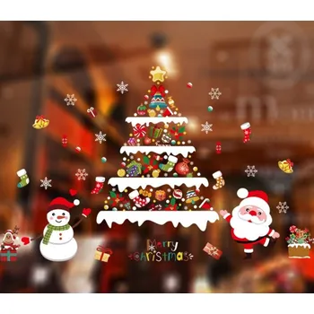 Vánoční dekorace Vánoční barevné samolepky na okna – vánoční stromek