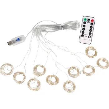 Vánoční dekorace Verk 26017 Vánoční světelný závěs USB, 300 LED, dálkové ovládání, teplá bílá 3 x 3 m