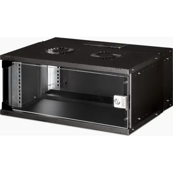 Rozvaděč 19" 4U nástěnná síťová skříň, SOHO PRO 240 x 540 x 400 mm, skleněné dveře, černá, nesestavená, 60 kg