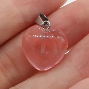 Přívěsek Přívěsek přírodní kámen srdce 16mm | šperk - Meloun červený kámen