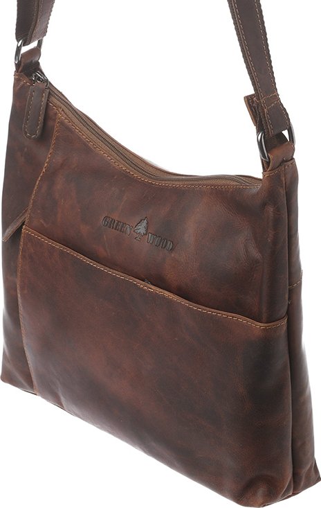 Dámská kožená kabelka hnědá - tenká crossbody Greenwood Lily