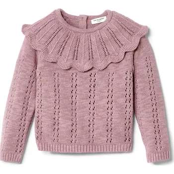 Dívčí oblečení 692360 - Tchibo - Dívčí pletený svetr s límcem - pro dívky - vel. 110/116 - barva: fialová