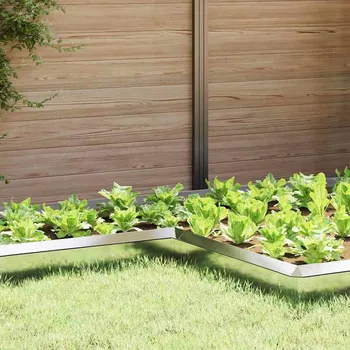 Zahradní obrubník vidaXL Plaňka na šneky 4 pcs Stříbrná 10 x 10 x 25 cm Nerezová ocel