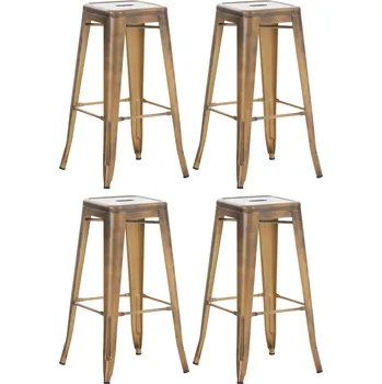 Barová židle LRCZ Sada 4 barových stoliček Joshua Barva: oranžová