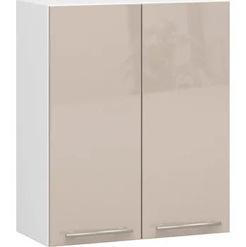 Kuchyňská skříňka Závěsná kuchyňská skříňka bílá, čelo cappuccino lesk, 60 cm, klasická