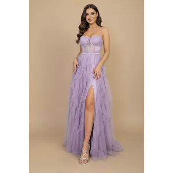 Dámské šaty EVA & LOLA Společenské šaty ELEONORE fialové Barva: Fialová, Velikost: M