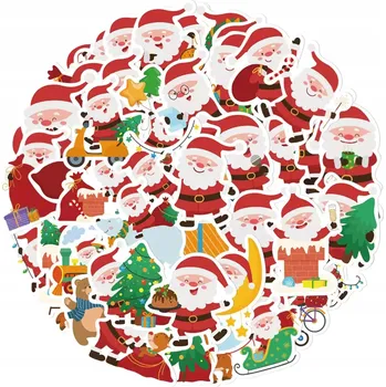 Vánoční dekorace Barevné vánoční Samolepky Vánoce Mikuláš Dárky 50 ks