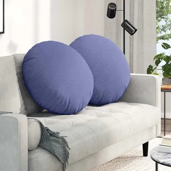 Podsedák vidaXL Polštáře na sedadla 2 pcs Modrá džínovina Ø60 x 21 cm textil