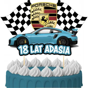 Obraz ZÁPICH DO DORTU Narozeninová Ozdoba na Dort Sto Let PORSCHE AUTO SPORT Postavičky Toppery 4