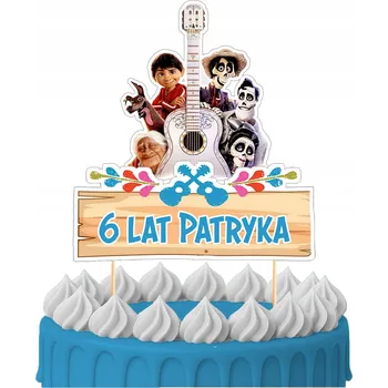 Obraz ZÁPICH DO DORTU Narozeninová Ozdoba na Dort Sto Let COCO MIGUEL Pohádkové Postavičky - 4 Kusy