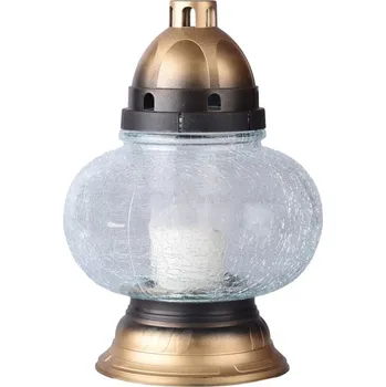 Svíčka Hřbitovní sklo 29 cm vklad 150g 45h. široké praskané 1622 gram