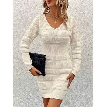 Dámské šaty Smetanové pletené šaty Barva: Smetanová, Velikostní tabulka: XL