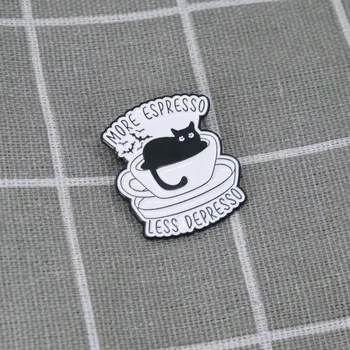 Černá kočka v hrníčku - More espresso less depresso / Více espressa, méně depressa