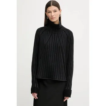 Dámský svetr Bavlněný svetr G-Star Washed loose turtle dámský, černá barva, s golfem, D27172-D630 D27172.D630 99C, vel. L