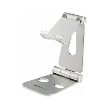 StarTech.com Phone and Tablet Stand, Foldable Universal Mobile Device Holder for Smartphones & Tablets Adjustable Multi-Angle Ergonomic Cell Phone Stand for Desk Portable, 4in to 13in - Foldable Phone