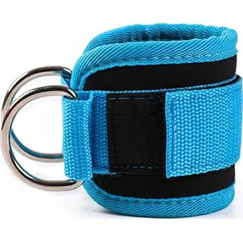 Kotníkové fitness popruhy s dvojitým D kroužkem 2 ks | posilovací doplňky - modrá-1ks