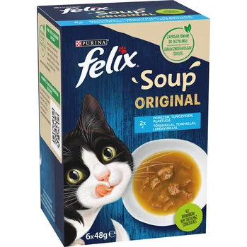 Krmivo pro kočku Felix Soup Original Pro Kočky Krmivo 6x48g rybí příchutě příčesek tuňák platýs