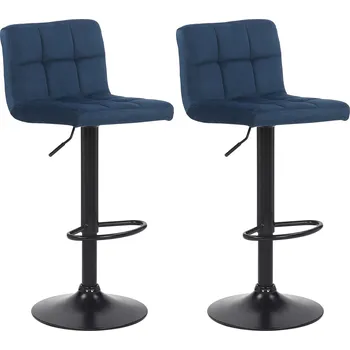 Barová židle LRCZ Sada 2 sametových barových židlí Feni Barva: Modrá